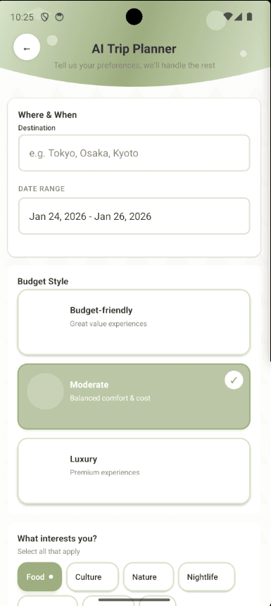 AI Itinerary Overview